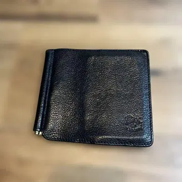 일비종떼 블랙 가죽 머니클립 이단 접이