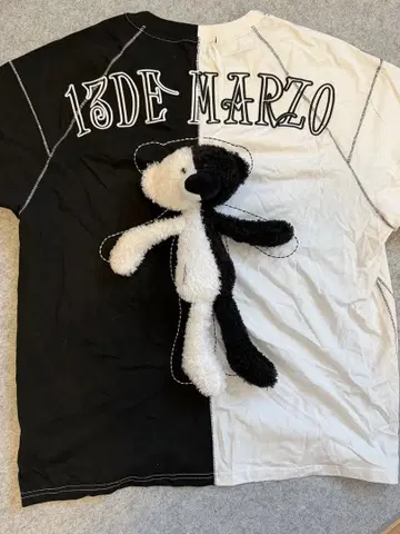 택 포함 새상품 13DE MARZO 반팔 티셔츠 블랙 화이트 베어