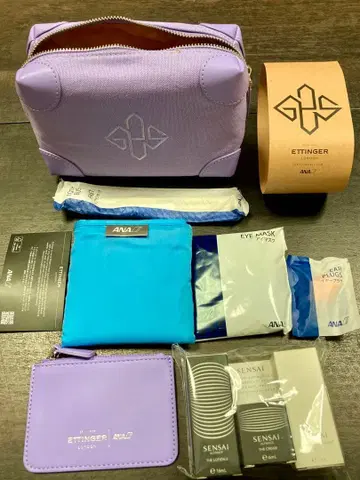 ANA 퍼스트 클래스 어메니티 ETTINGER 파우치 라벤더 미사용