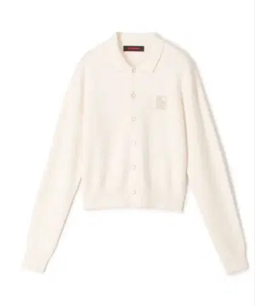 택 포함 새상품급 CaBAN 코튼 캐시미어 펄 로고 폴로 가디건 화이트