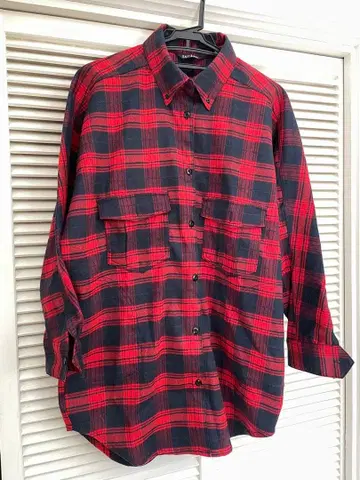 이스트 보이 빨간색과 블랙 체크 무늬 긴팔 셔츠 플란넬 셔츠