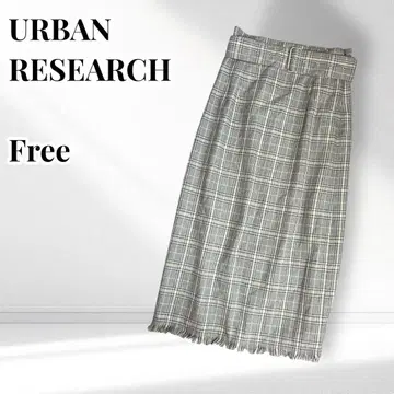 URBANRESEARCH 체크 롱 타이트 스커트 프린지 벨트 포함