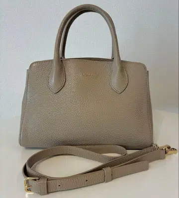 아네스베 숄더백 2way 베이지 천연 가죽 주름 가죽