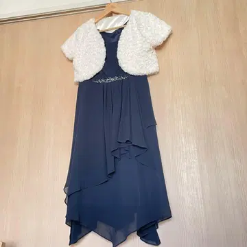 네이비 하이로우헴 드레스 볼레로 포함