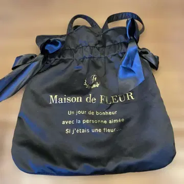 Maison de FLEUR 더블 리본 개더 토트백 블랙