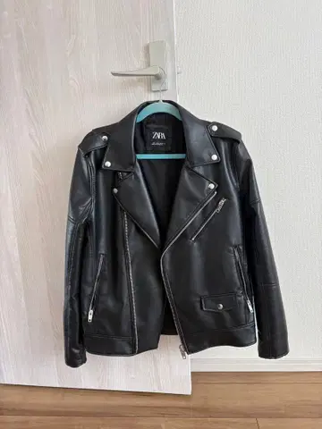 ZARA 더블 라이더 자켓 블랙 인조 가죽 M