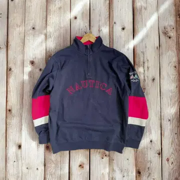 NAUTICA 노티카 하프 지퍼 자수 로고 속기모 맨투맨 XL