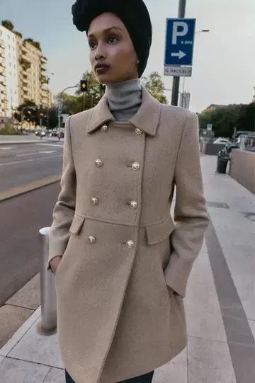 자라 울 혼방 더블 브레스트 테일러드 자켓