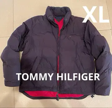 타미힐피거 퀼팅 다운 자켓 브라운/안쪽은 레드 빨간색