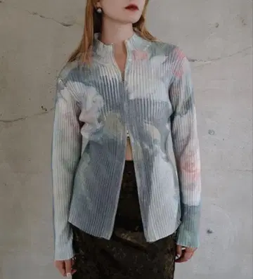 MARTE sahara Art Print Rib Zip Knit