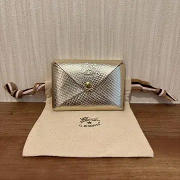 il Bisonte 골드 가죽 카드 케이스