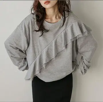 La-gemme 프릴 티어드 맨투맨 그레이