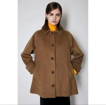 MOUSSY 미들 코트 여성용 울 혼방 브라운 베이지 마우지