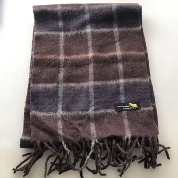 [ 새상품 ] [ 미사용 ] 램스울 100% 체크 무늬 머플러 보르도