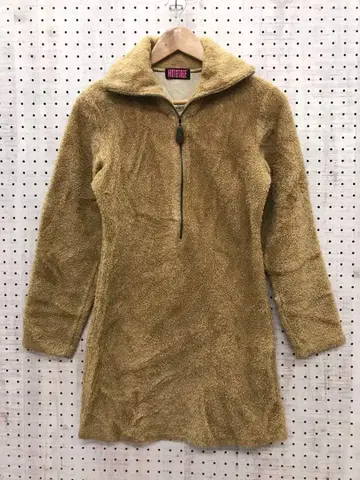 90's 레트로 코지 구제 의류 하프 지퍼 테디베어 보아 원피스