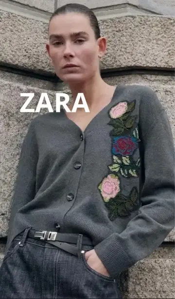 미사용 새상품 ZARA 플라워 자수 니트 가디건