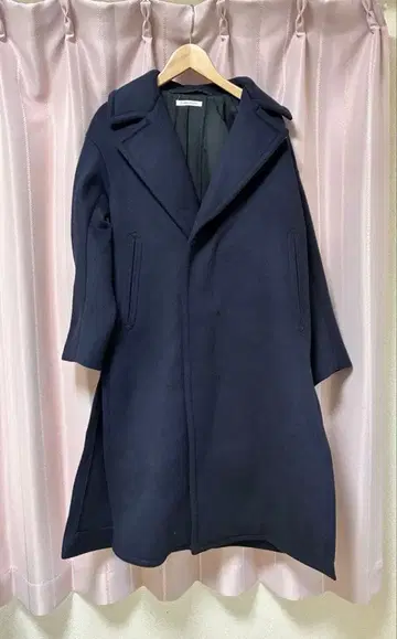 CURRENTAGE 카렌테이지 네이비 P 코트 롱 코트