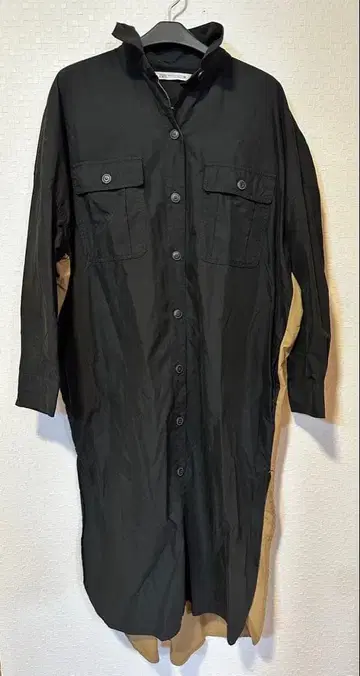 롱 셔츠 블랙과 베이지 콤비네이션