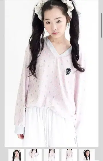 fearie 페어리 room303 꽃무늬 핑크 V넥 트레이닝복