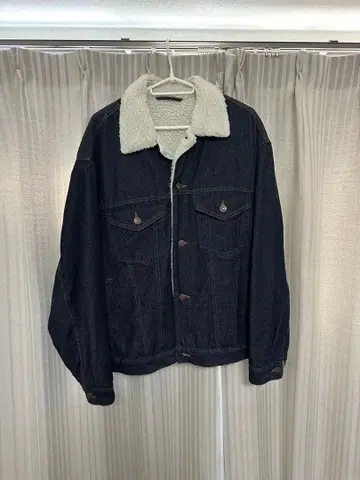 다크 데님 보아 옷깃 데님 자켓