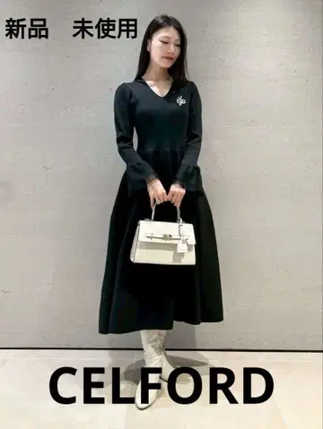 CELFORD 셀포드 시어 믹스 홀 가먼트 원피스 블랙 36