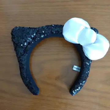 고양이 귀 머리띠 스팽글 블랙
