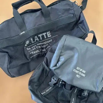 새상품급 P.LATTE 핑크 라떼 메쉬 보스턴 백 럭색 세트