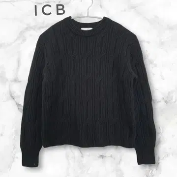 ICB 소프트 캐시미어 혼방 기하학 패턴 니트 블랙