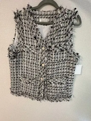 elwel 트위드 프린지 베스트