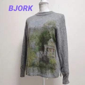 BJORK 비요크 캐시미어 100% 니트 스웨터 풍경 그레이