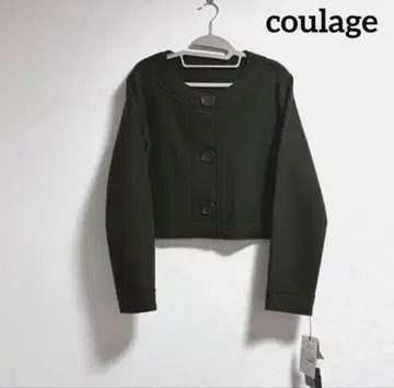 [ 미사용 새상품 ] coulage 이프클라쥬 노카라 자켓 다크 그린