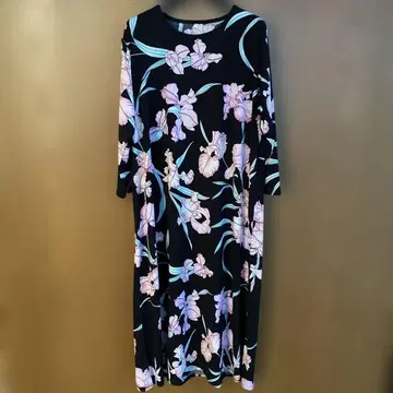 레오나르풍 맥시 드레스 아이리스 무늬 XL 사이즈
