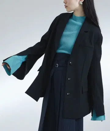 UNITED TOKYO 오버레이 슬릿 자켓 S 블랙