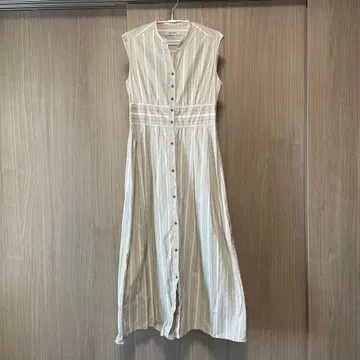 나노 유니버스 스트라이프 슬리브리스 롱 셔츠 원피스