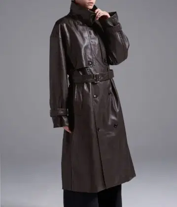 새상품 Loose 드레이프 오버 하이넥 트렌치코트 브라운 L