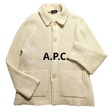 아페쎄 리브 니트 가디건 아이보리 두꺼운 원단 프랑스제 94년