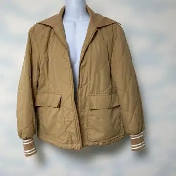 카멜 퀼팅 충전솜 자켓