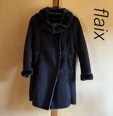 flaix 페이크 무스탕 코트 다크 네이비 네이비