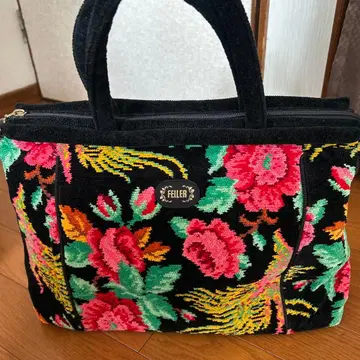 FEILER 플라워 자수 중형 보스턴 백