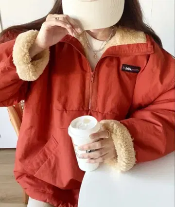 Java 리버서블 하프 지퍼 나일론 보아 오버 사이즈 블루종