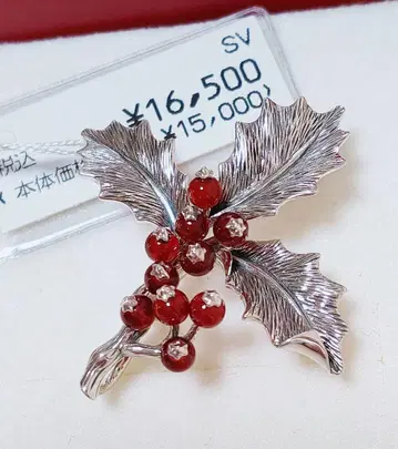 신상 록잔 크리스마스 호랑가시나무 거네리안 실버 브로치 겸 펜던트