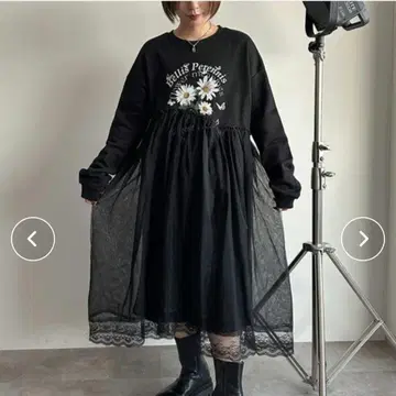 아프레 주르 미뇽 튤 x 맨투맨 원피스 블랙