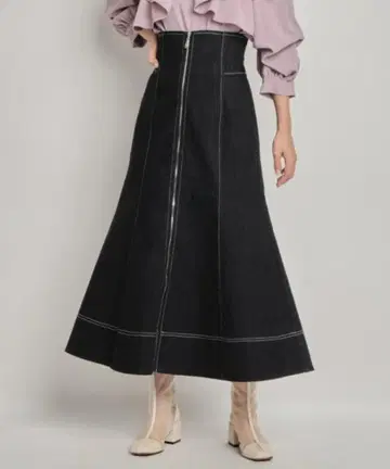 And Couture 백 레이스업 센터 지퍼 스커트 M