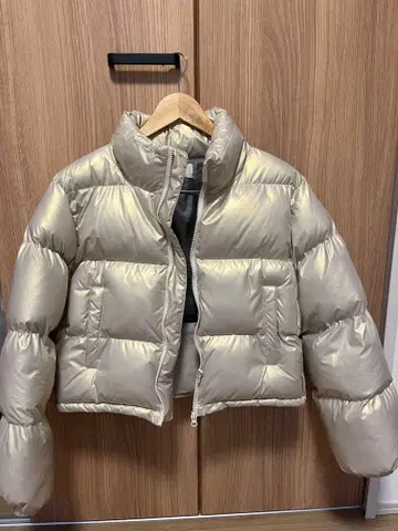 LAFUDGE 숏 기장 다운 자켓 X-Small 실버