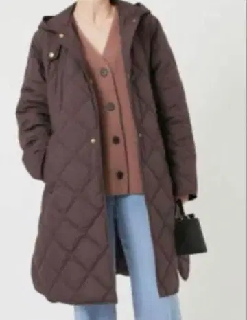 IENA 퀼팅 벤치 코트 브라운 38