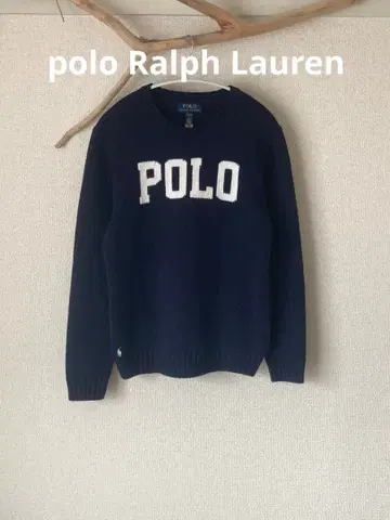 랄프 로렌 로고 니트 스웨터 네이비 코튼 금기 정품 160