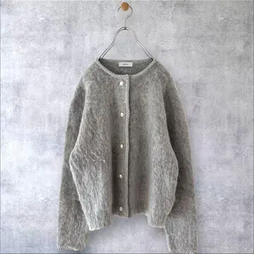 새상품급 쉽스에니 모헤어 샤기 펄 모티브 니트 가디건 자켓