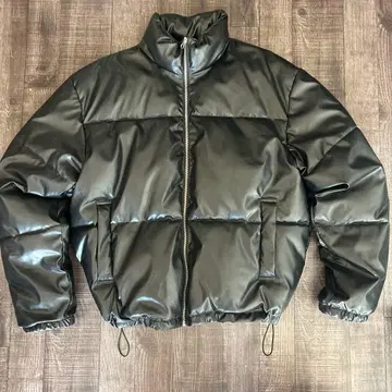 블랙 다운 자켓 가죽