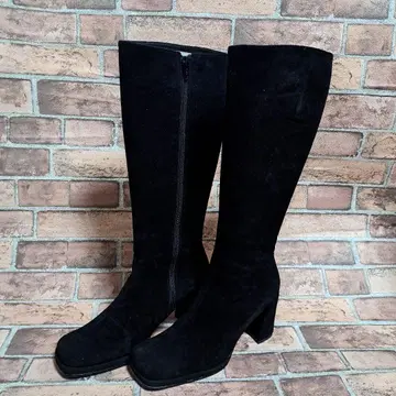 블랙 스웨이드 롱 부츠 여성용