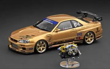 1/18TOPSECRET34GT-RBNR34GoldWith Engine